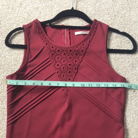 Chic Burgundy Mini Dress with Crochet Detailing - Picture 6 of 12